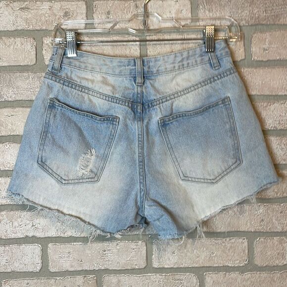 Dance & Marvel Blue Distressed Jean Shorts with stars Americana size small - Picture 3 of 6